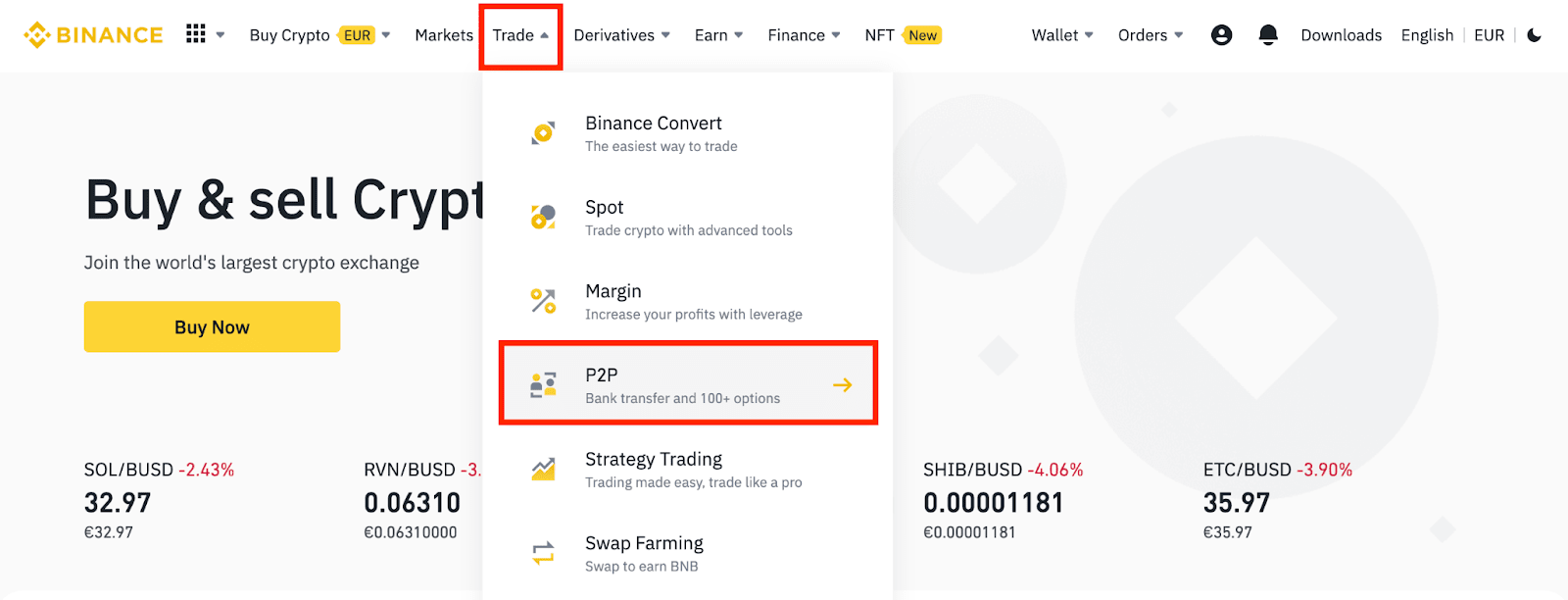 how to sell bitcoins on binance